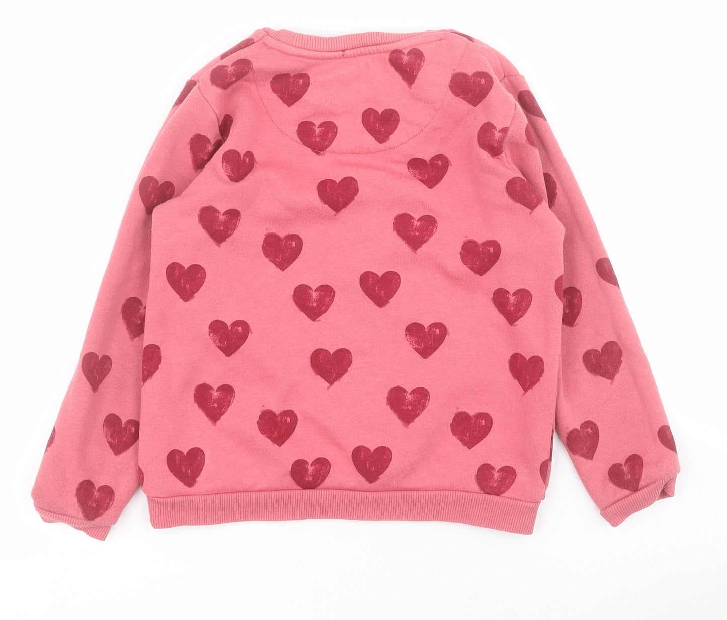 F&F Girls Pink  Cotton Pullover Sweatshirt Size 5-6 Years  Pullover - Hearts