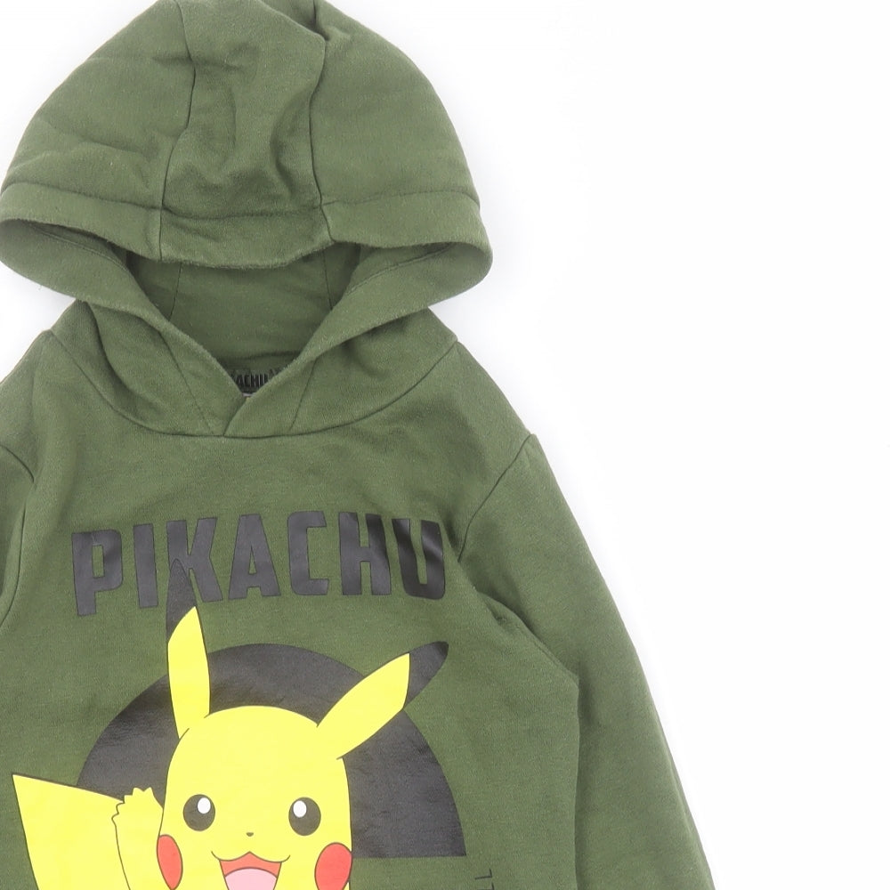 George Boys Green  Cotton Pullover Hoodie Size 6-7 Years  Pullover - Pokemon