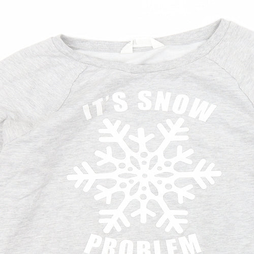 H&M Girls Grey  Cotton Pullover Sweatshirt Size 15 Years  Pullover - Christmas