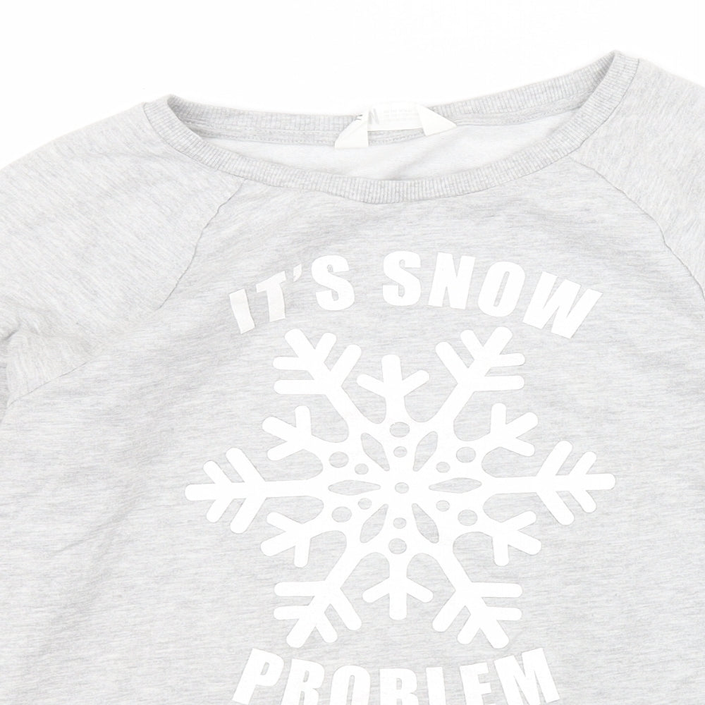 H&M Girls Grey  Cotton Pullover Sweatshirt Size 15 Years  Pullover - Christmas