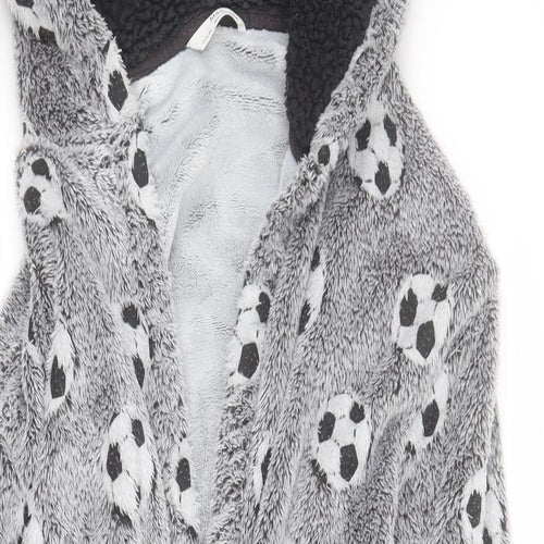 Marks and Spencer Boys Grey  100% Polyester  Robe Size 11-12 Years  Drawstring - Football