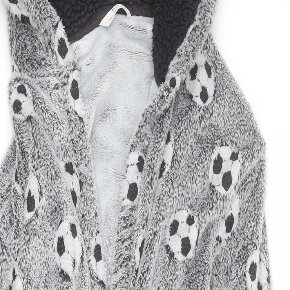 Marks and Spencer Boys Grey  100% Polyester  Robe Size 11-12 Years  Drawstring - Football