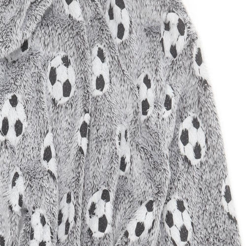 Marks and Spencer Boys Grey  100% Polyester  Robe Size 11-12 Years  Drawstring - Football