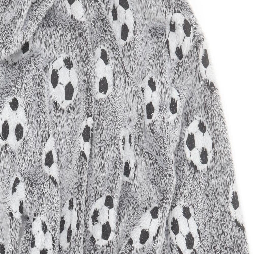 Marks and Spencer Boys Grey  100% Polyester  Robe Size 11-12 Years  Drawstring - Football