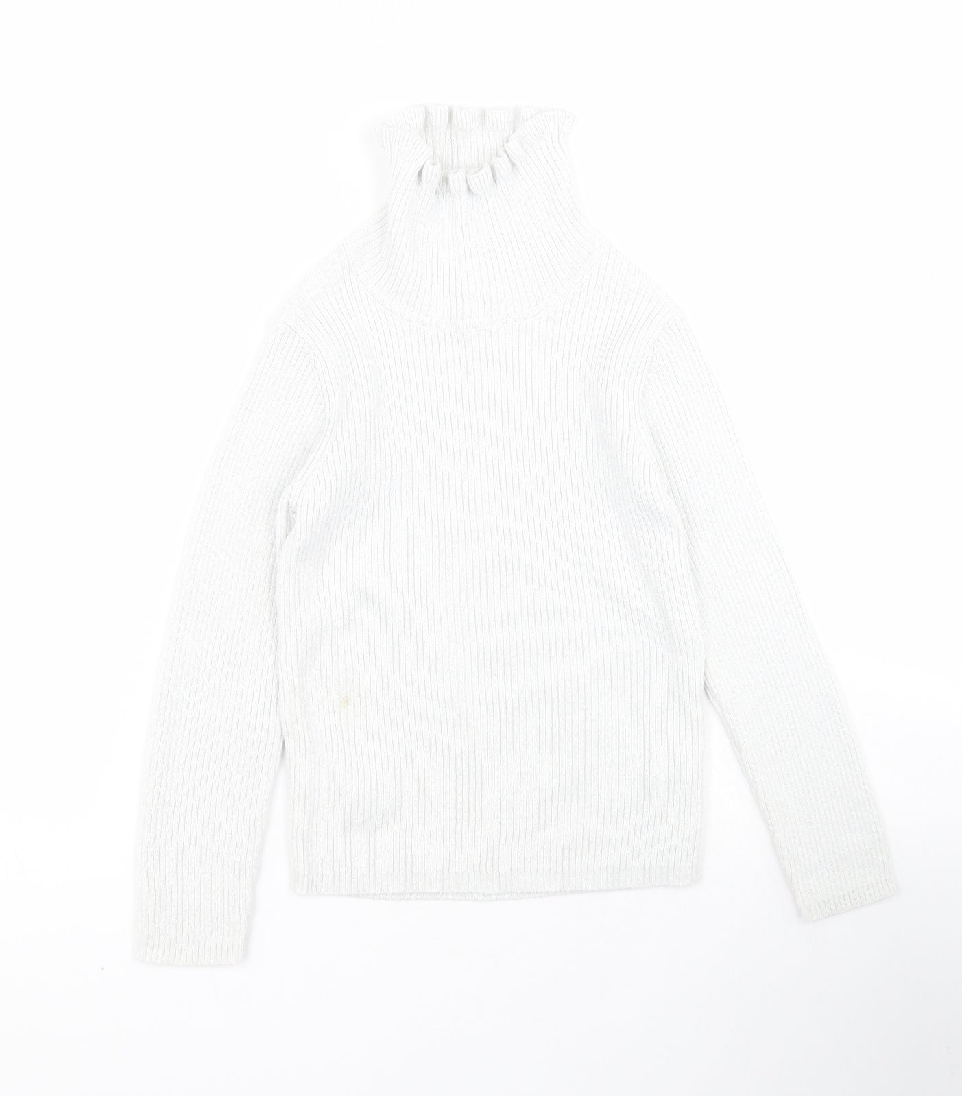 F&F Girls White Roll Neck  Cotton Pullover Jumper Size 6-7 Years  Pullover