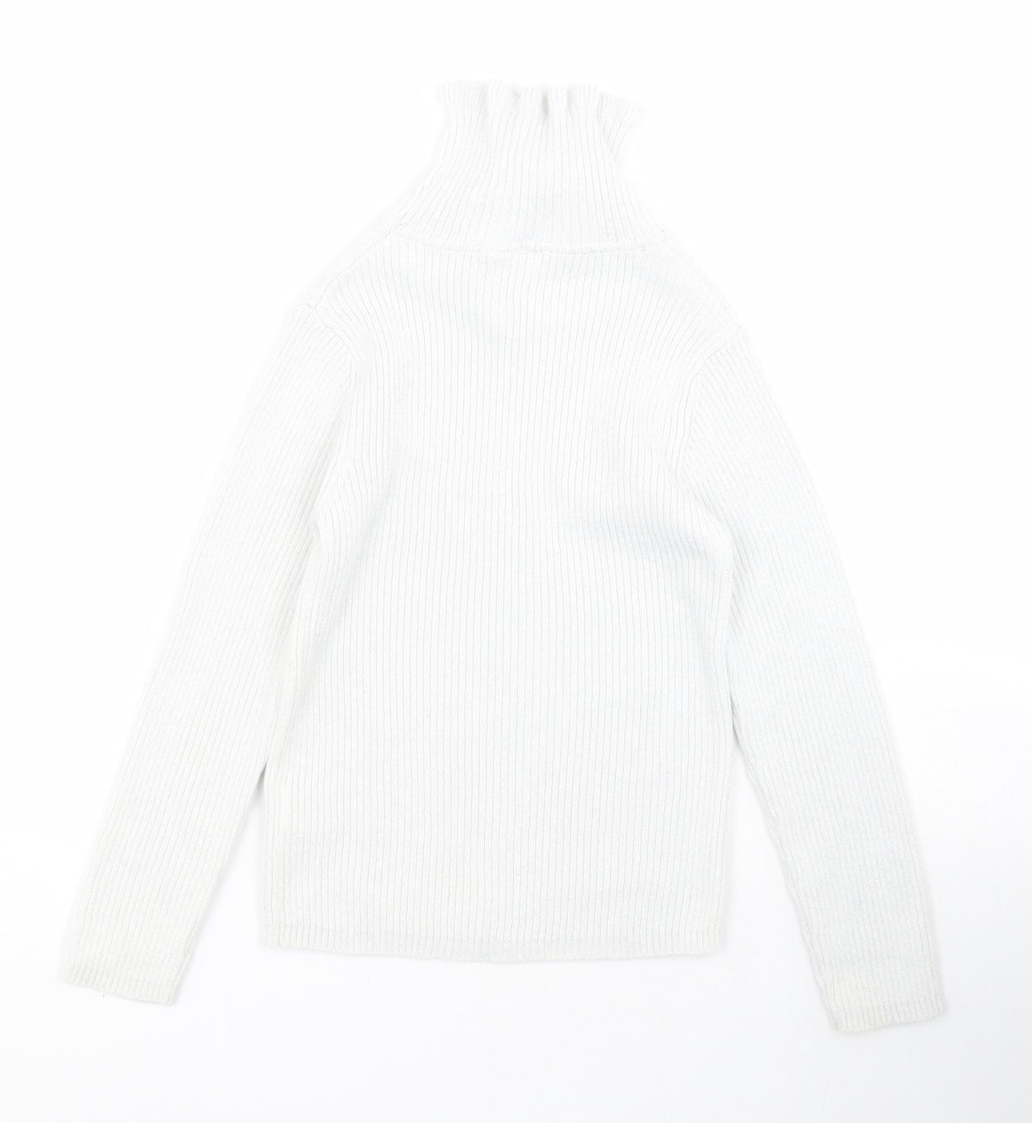 F&F Girls White Roll Neck  Cotton Pullover Jumper Size 6-7 Years  Pullover