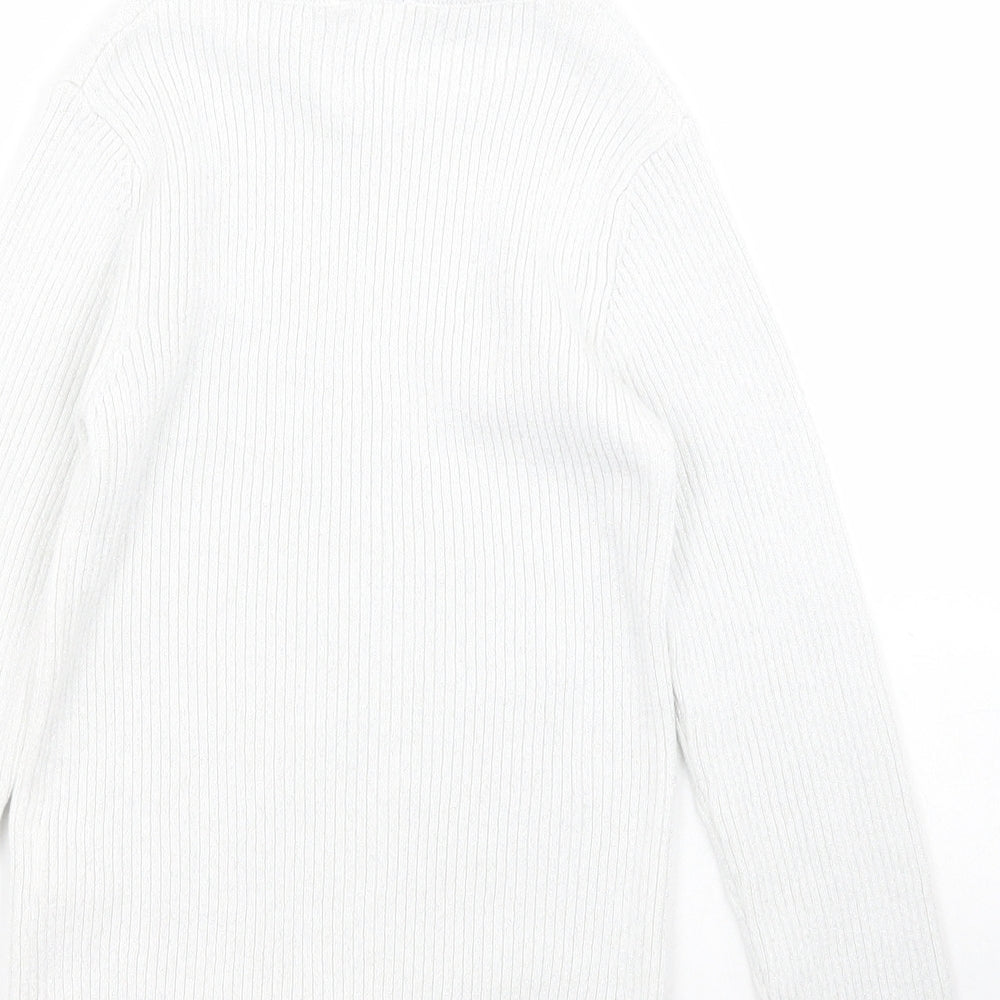 F&F Girls White Roll Neck  Cotton Pullover Jumper Size 6-7 Years  Pullover