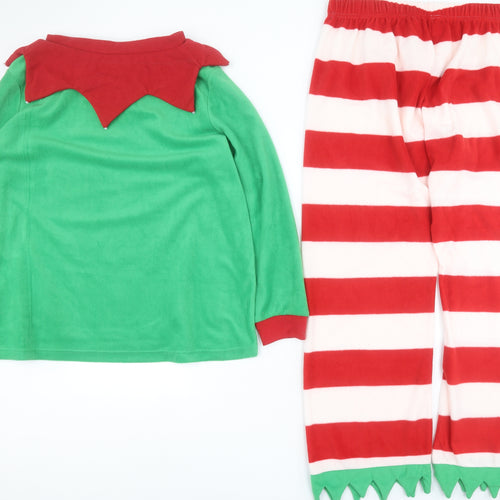 Autumn Faith Mens Green Striped 100% Polyester  Lounge Set Size XL  Pullover - Christmas elf