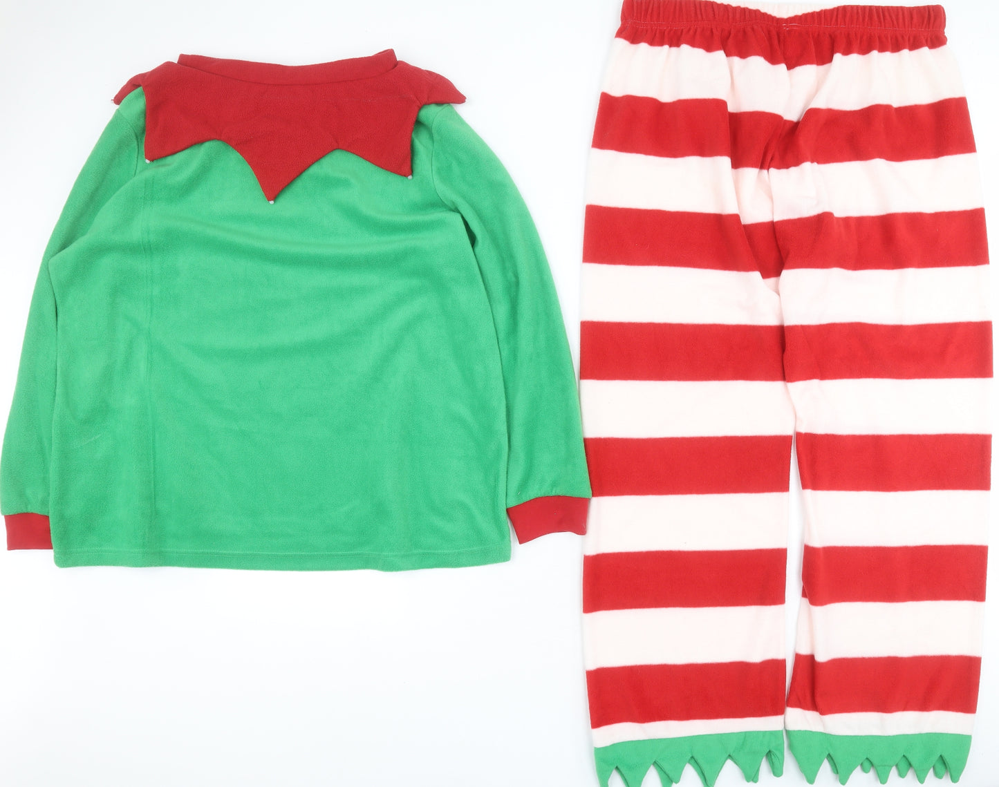 Autumn Faith Mens Green Striped 100% Polyester  Lounge Set Size XL  Pullover - Christmas elf