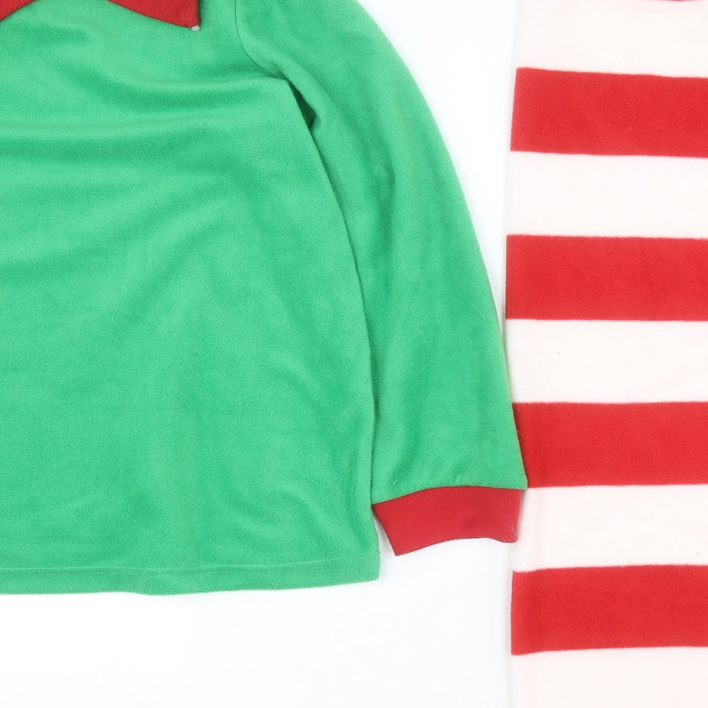 Autumn Faith Mens Green Striped 100% Polyester  Lounge Set Size XL  Pullover - Christmas elf