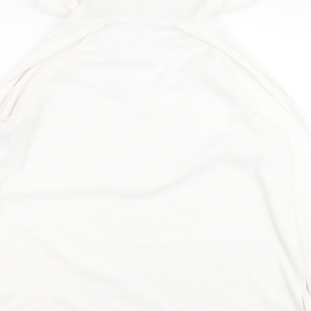 F&F Womens White Solid Polyester Top Pyjama Top Size 16