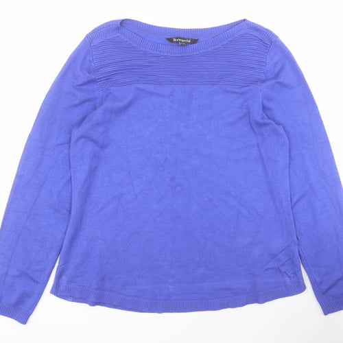 Bonmarche Womens Purple Round Neck  Viscose Pullover Jumper Size 12