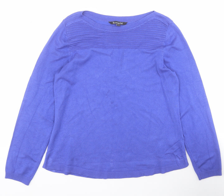 Bonmarche Womens Purple Round Neck  Viscose Pullover Jumper Size 12