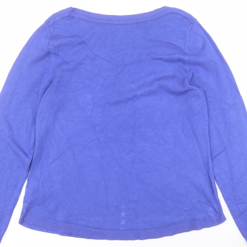 Bonmarche Womens Purple Round Neck  Viscose Pullover Jumper Size 12