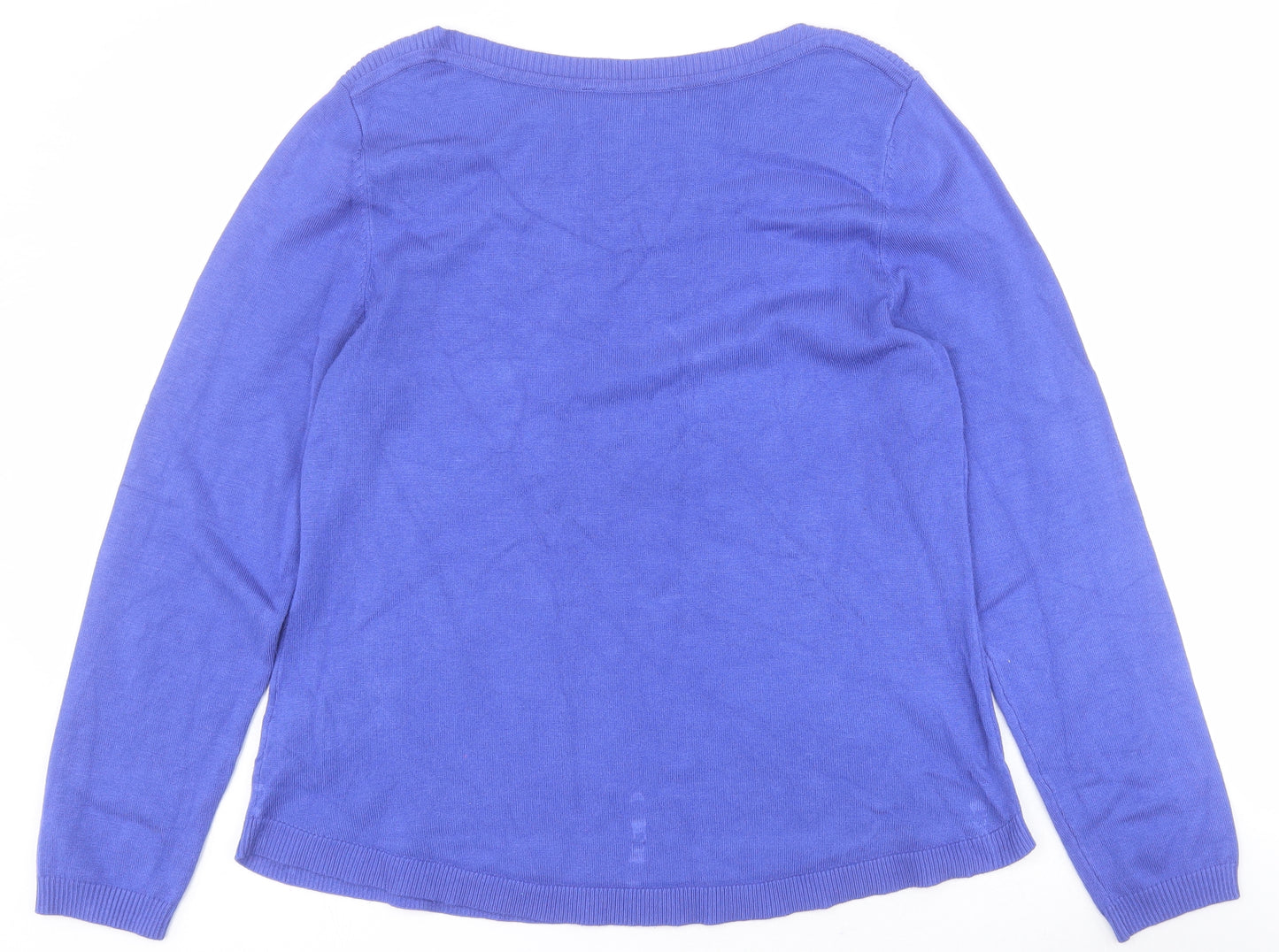 Bonmarche Womens Purple Round Neck  Viscose Pullover Jumper Size 12