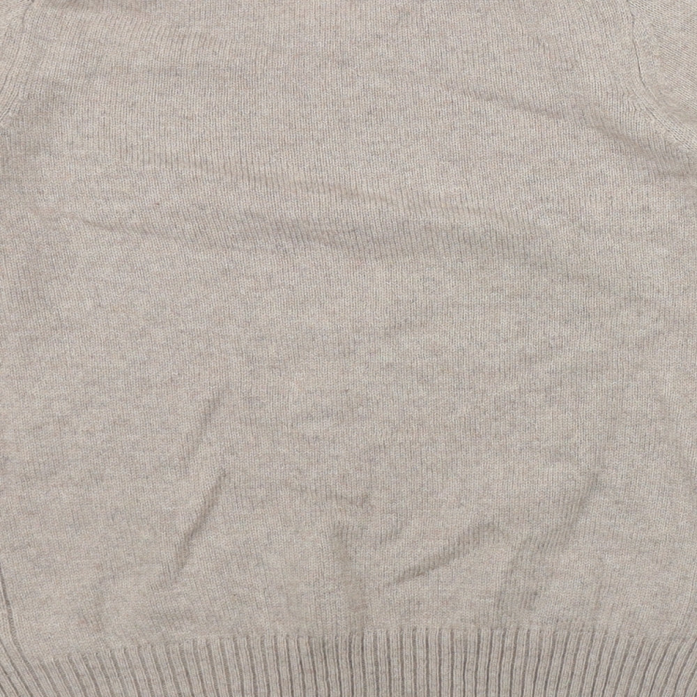 Marks and Spencer Womens Beige Round Neck  Wool Pullover Jumper Size 14