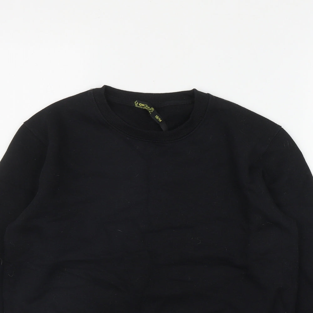GW Classy Boys Black  Cotton Pullover Sweatshirt Size 13-14 Years