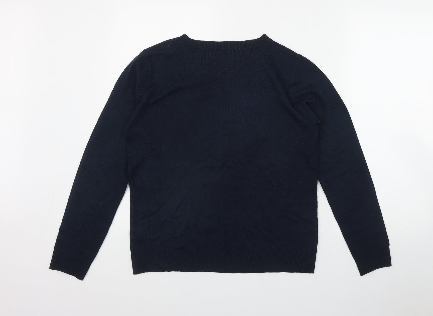 Primark Womens Black Round Neck  Acrylic Pullover Jumper Size S   - Christmas