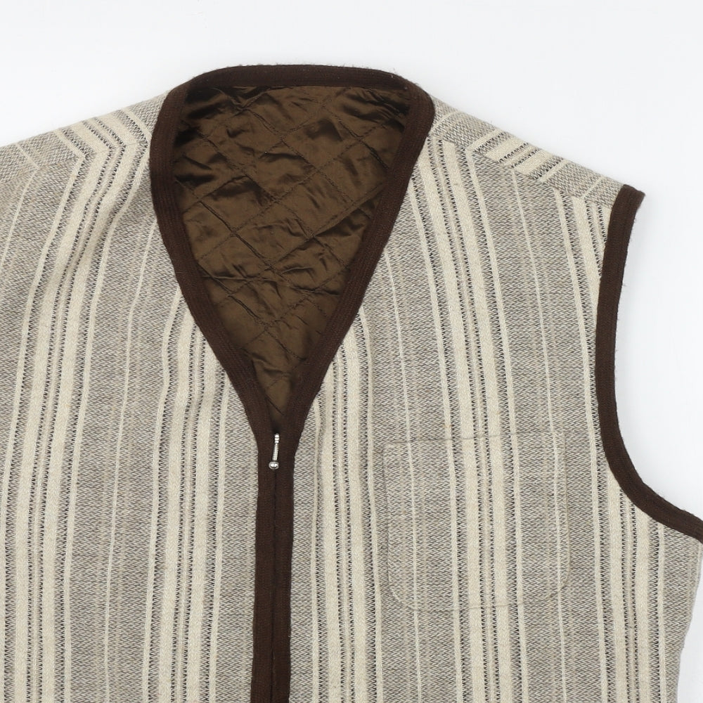 Gente Comune Mens Brown Striped  Jacket Waistcoat Size XL  Zip