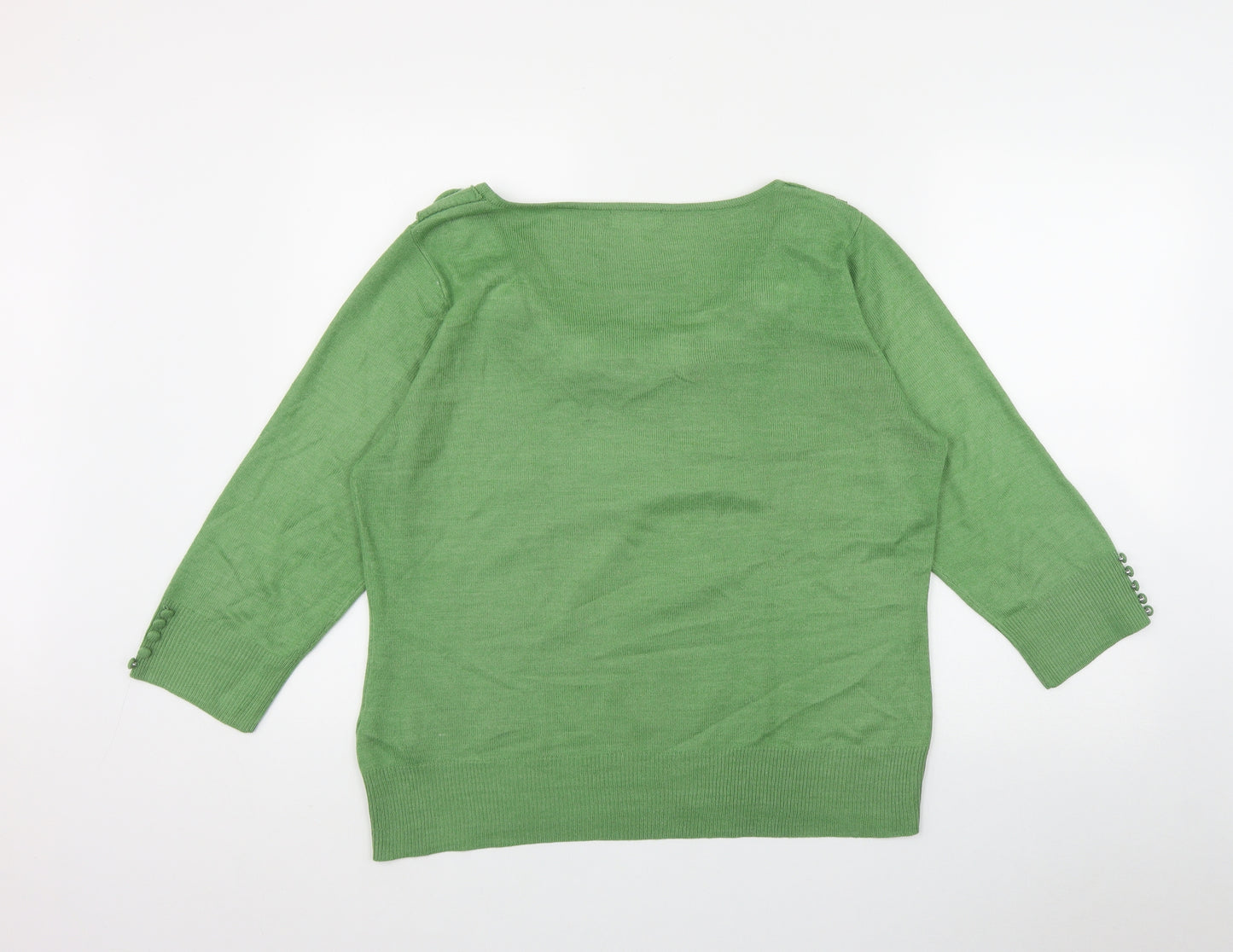 Per Una Womens Green Scoop Neck  Acrylic Pullover Jumper Size 16