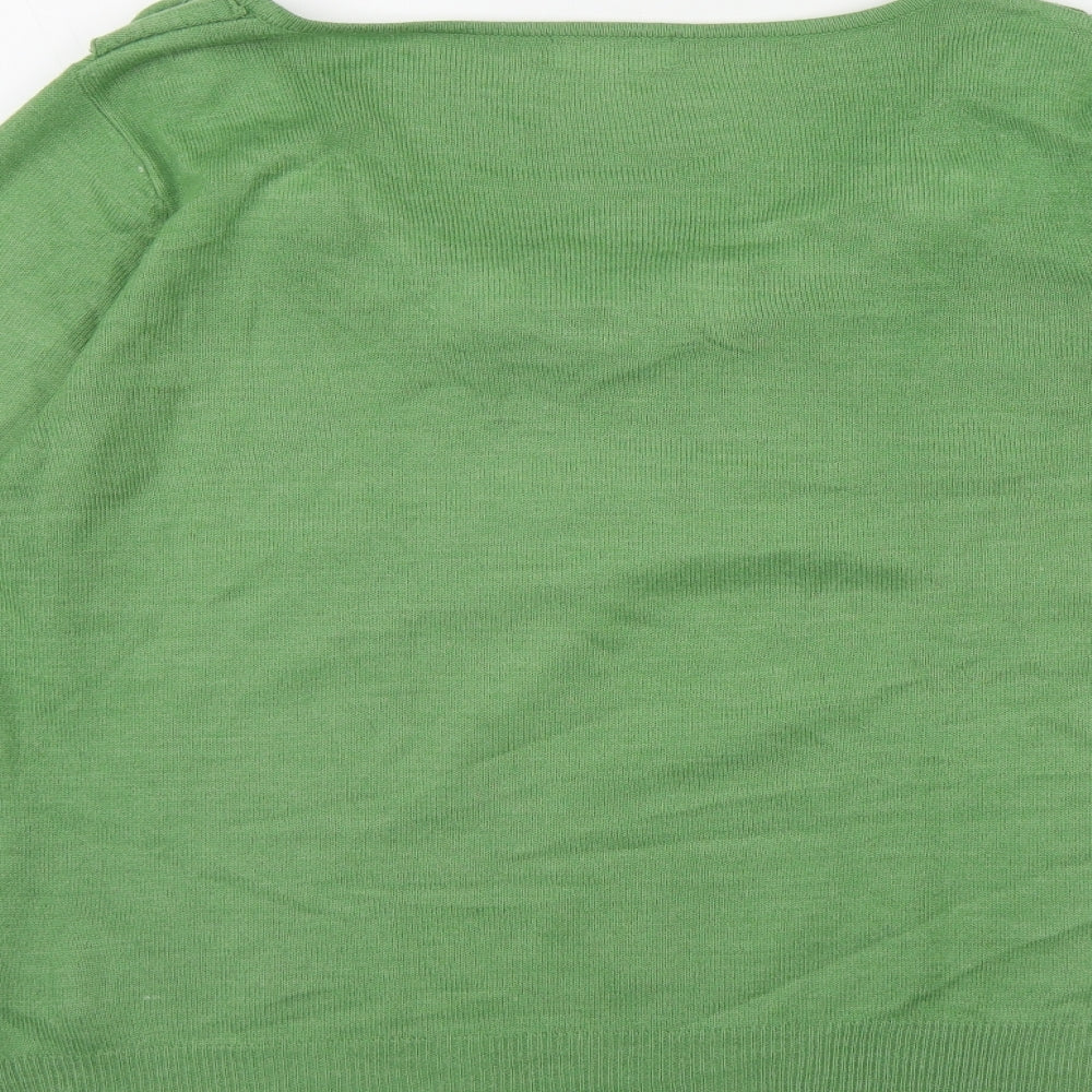Per Una Womens Green Scoop Neck  Acrylic Pullover Jumper Size 16