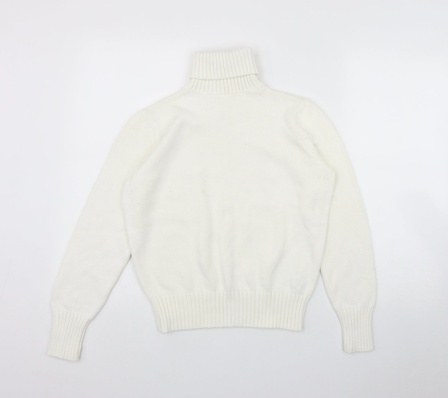 Marks and Spencer Womens Ivory Roll Neck  Cotton Pullover Jumper Size 14