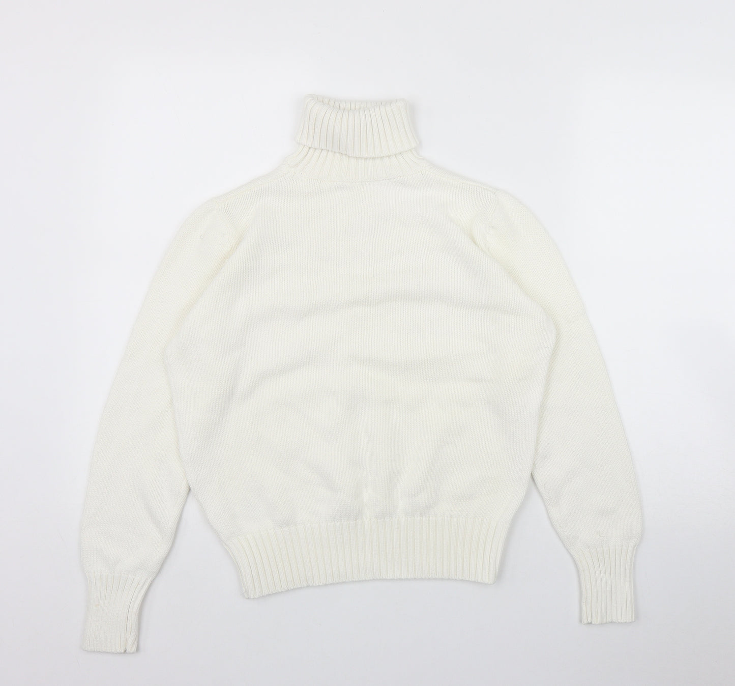 Marks and Spencer Womens Ivory Roll Neck  Cotton Pullover Jumper Size 14