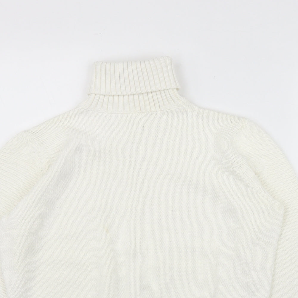 Marks and Spencer Womens Ivory Roll Neck  Cotton Pullover Jumper Size 14