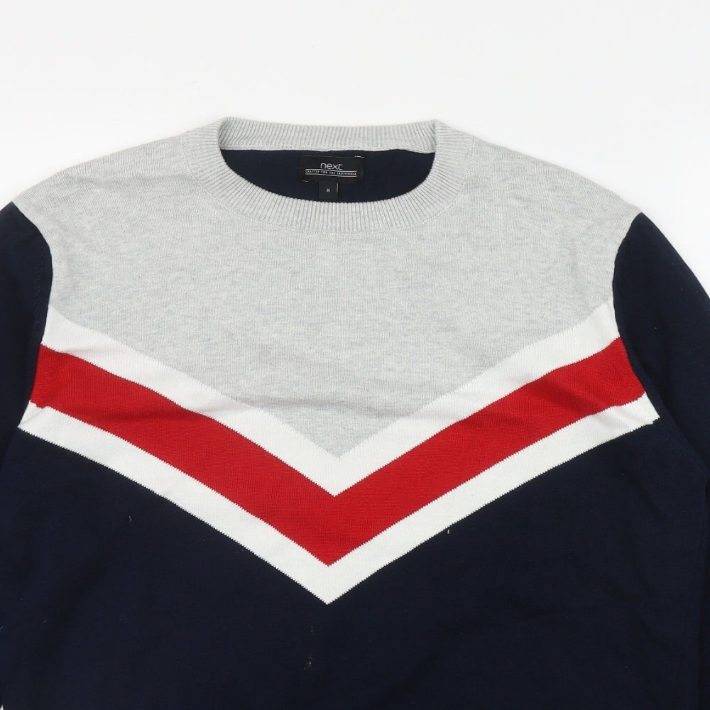 NEXT Mens Blue Round Neck  Cotton Pullover Jumper Size M