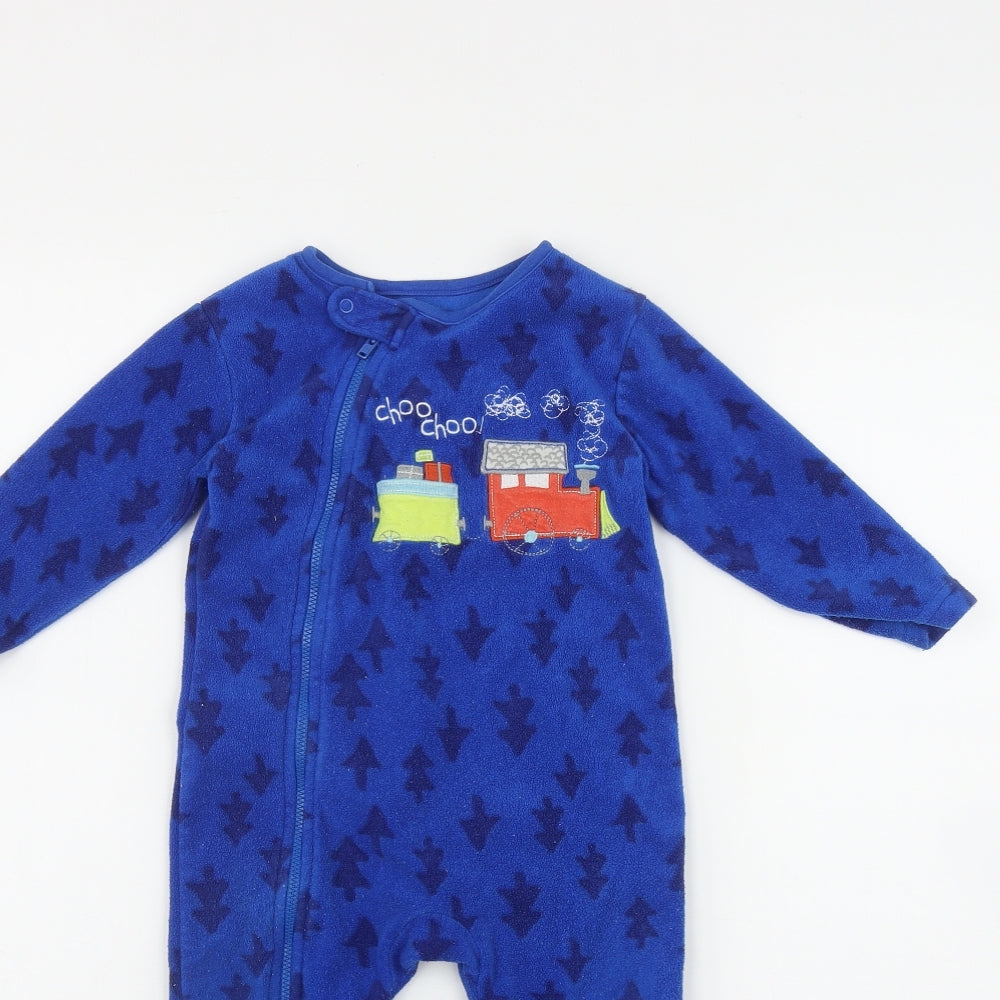 Dunnes Stores Boys Blue Geometric Polyester Unitard One-Piece Size 9-12 Months  Zip
