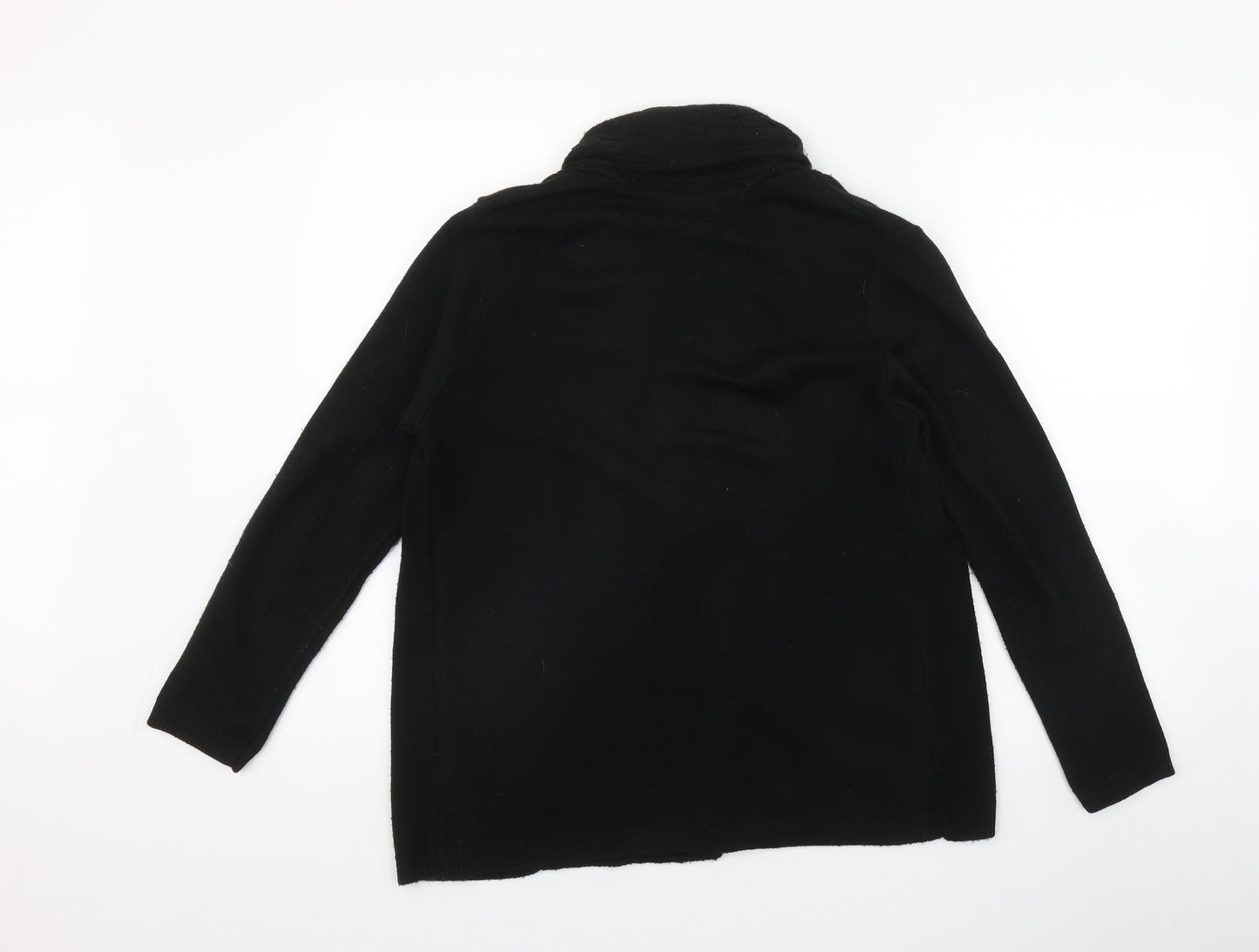 Ann Marie Womens Black V-Neck  Acrylic Cardigan Jumper Size S