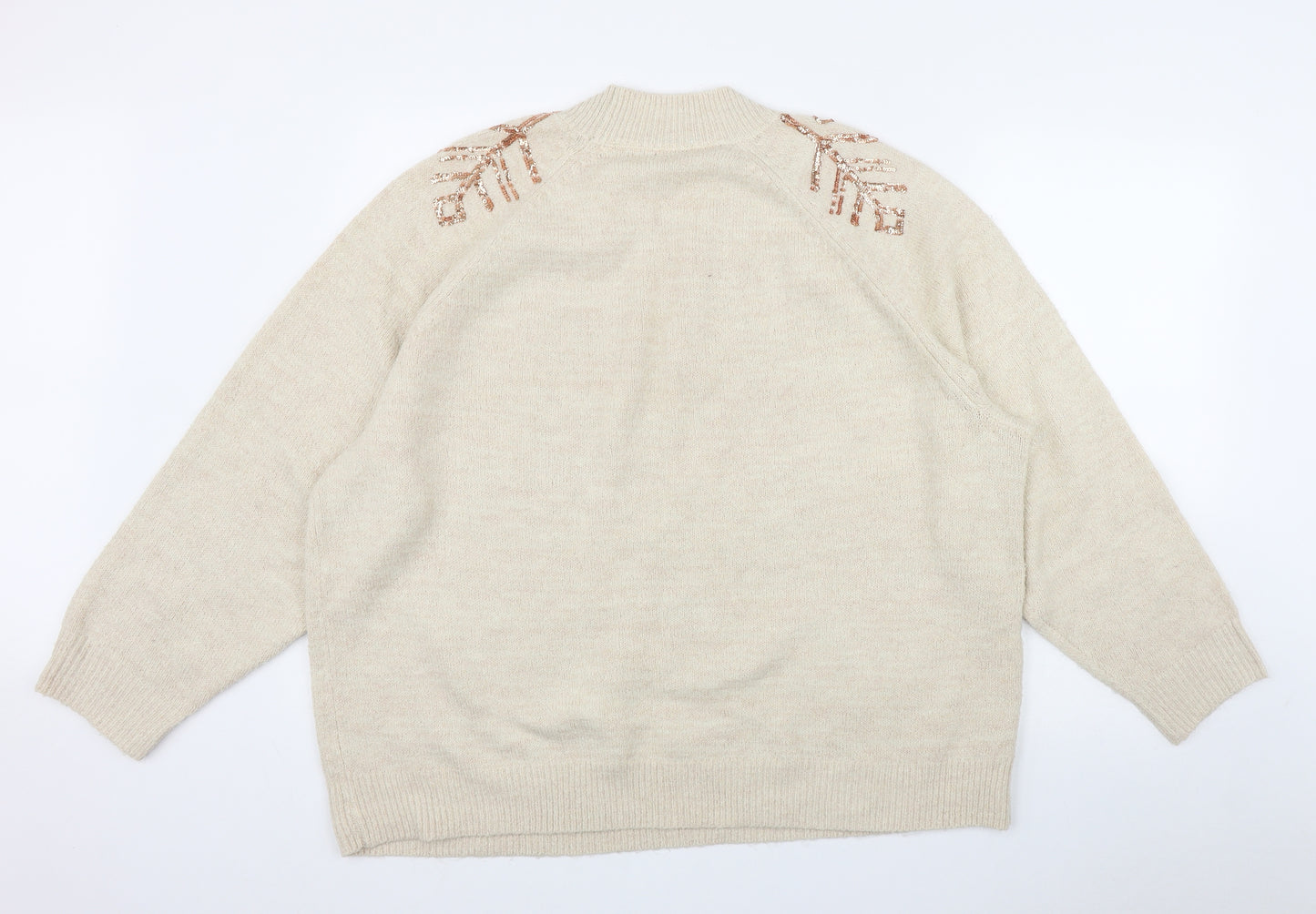 TU Womens Beige Round Neck  Acrylic Pullover Jumper Size 22