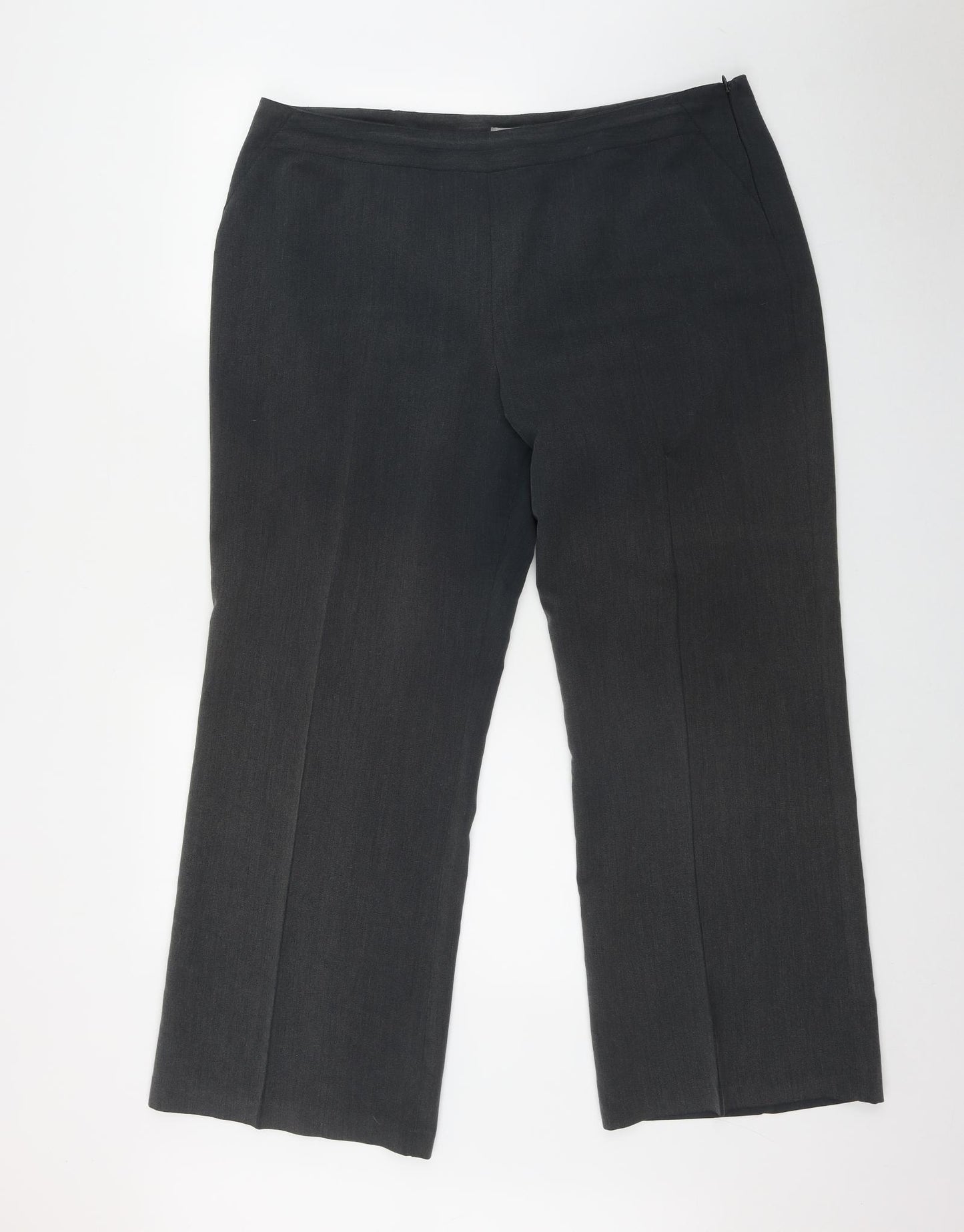 Marks and Spencer Womens Grey  Polyester Trousers  Size 14 L28 in Regular Zip
