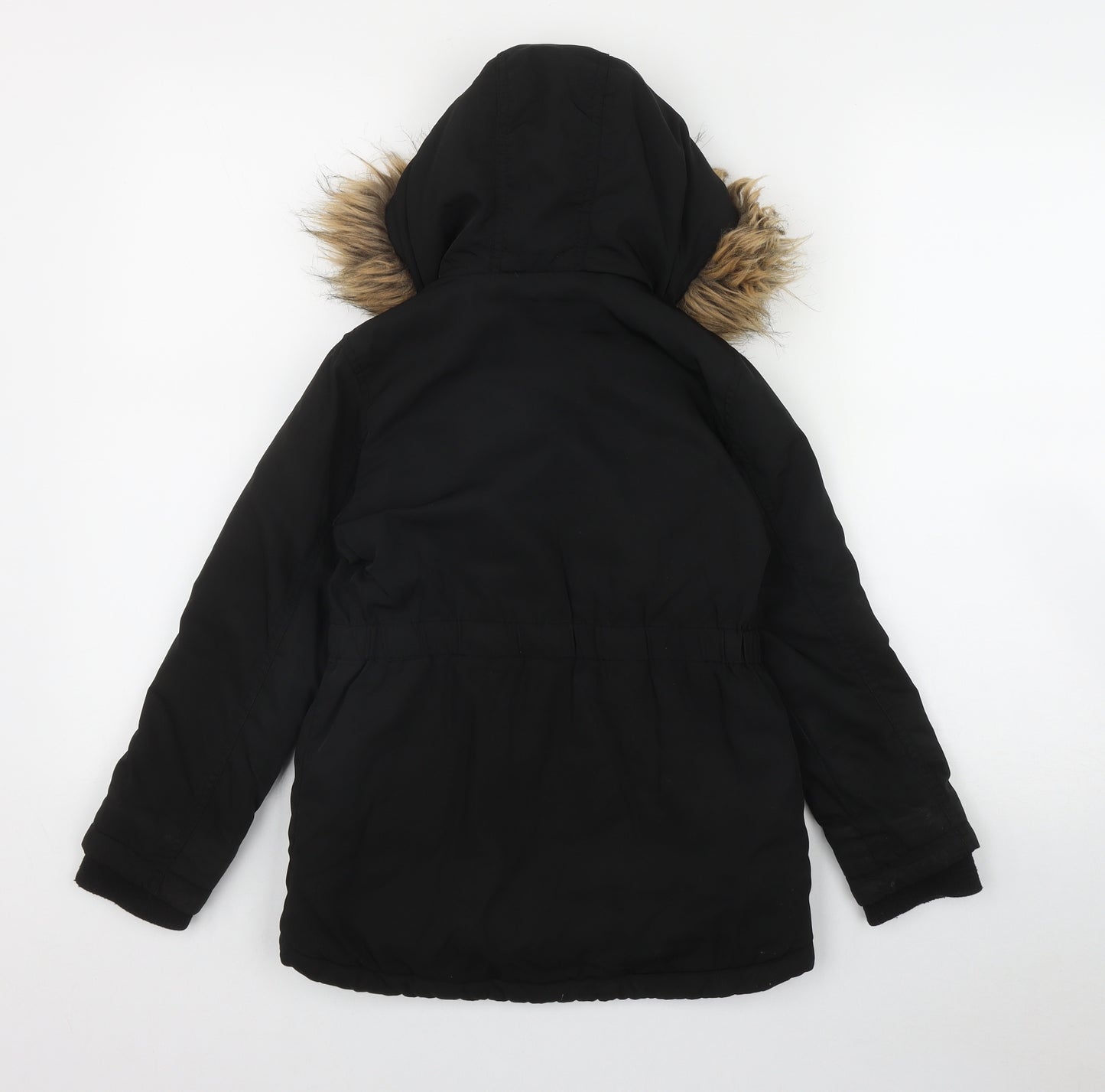 Nutmeg Girls Black   Parka Coat Size 7-8 Years  Zip