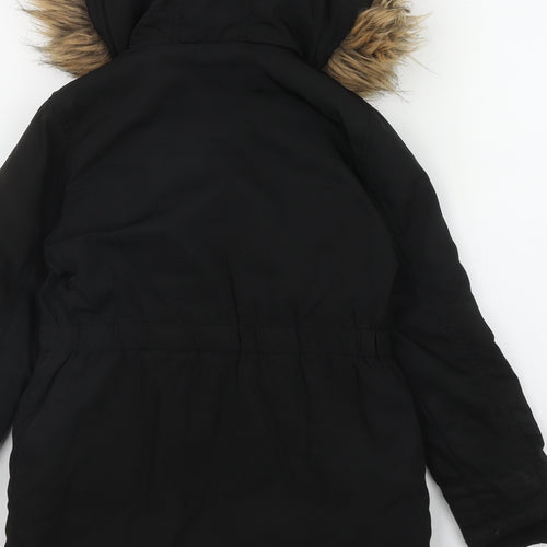 Nutmeg Girls Black   Parka Coat Size 7-8 Years  Zip