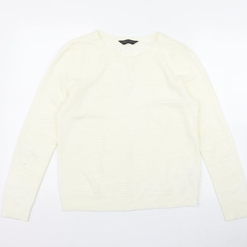 Dorothy Perkins Womens Ivory Round Neck  Acrylic Pullover Jumper Size 14