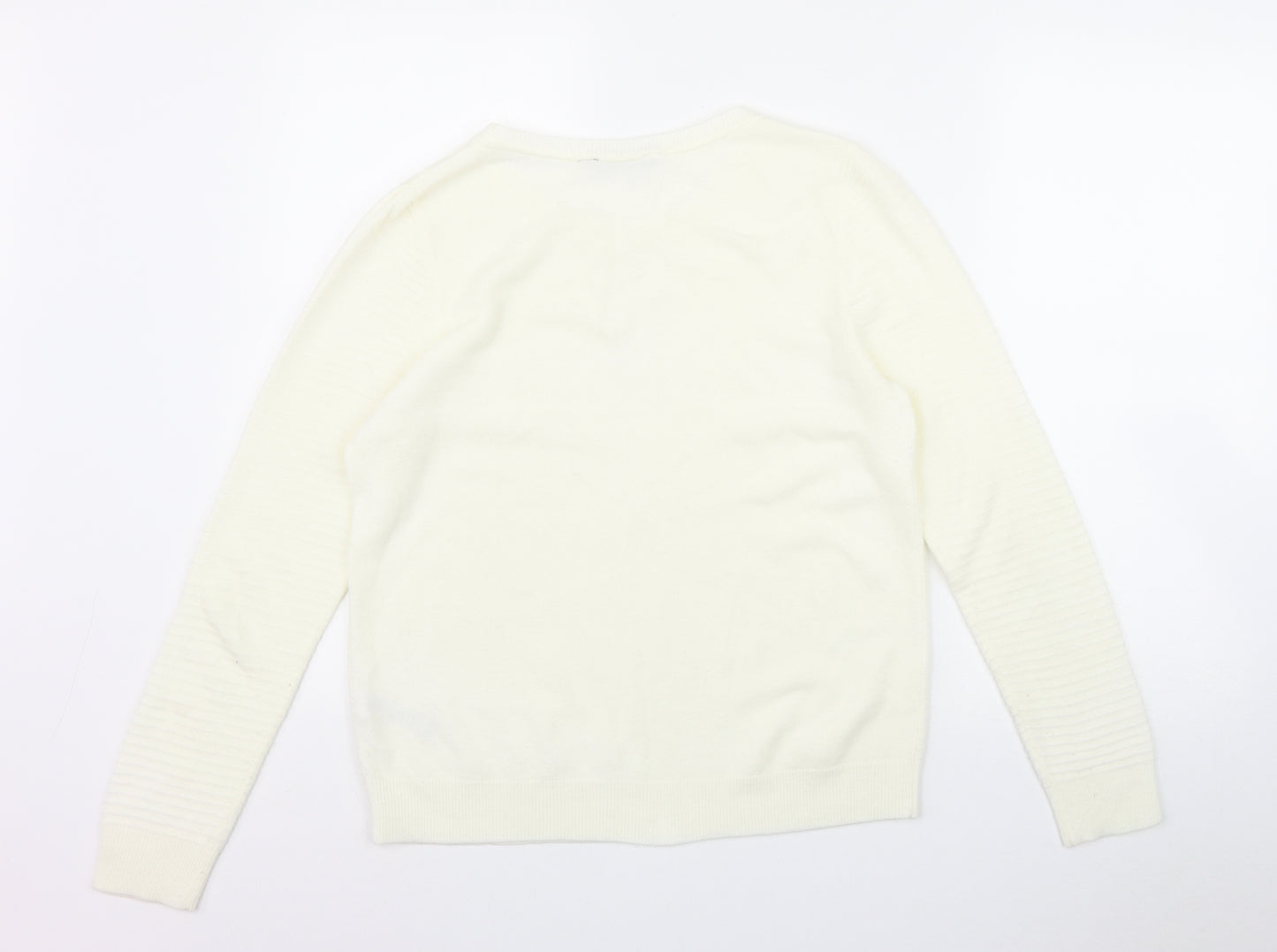 Dorothy Perkins Womens Ivory Round Neck  Acrylic Pullover Jumper Size 14