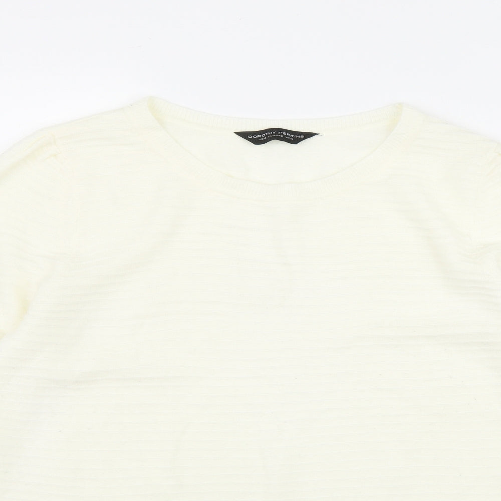 Dorothy Perkins Womens Ivory Round Neck  Acrylic Pullover Jumper Size 14