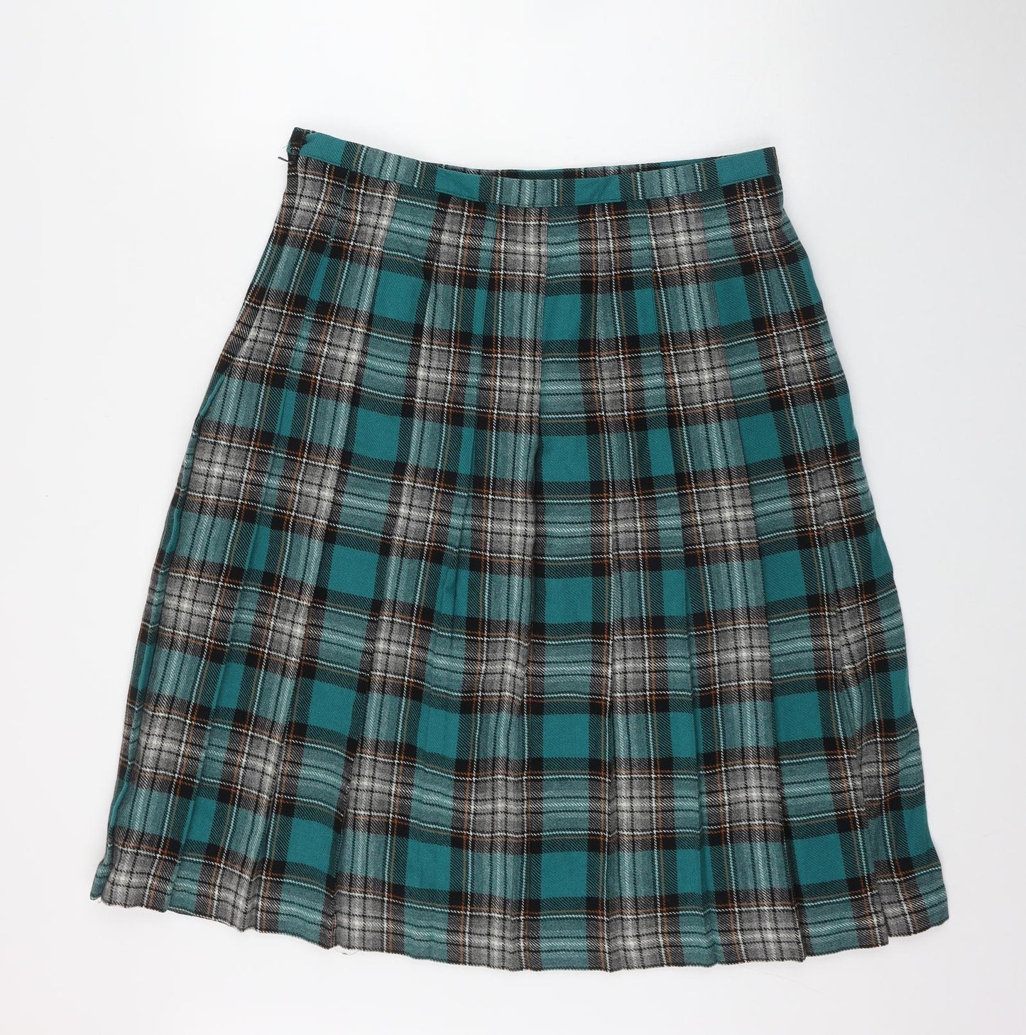 Moffat Woolens Womens Blue Plaid Wool Flare Skirt Size 20   Zip