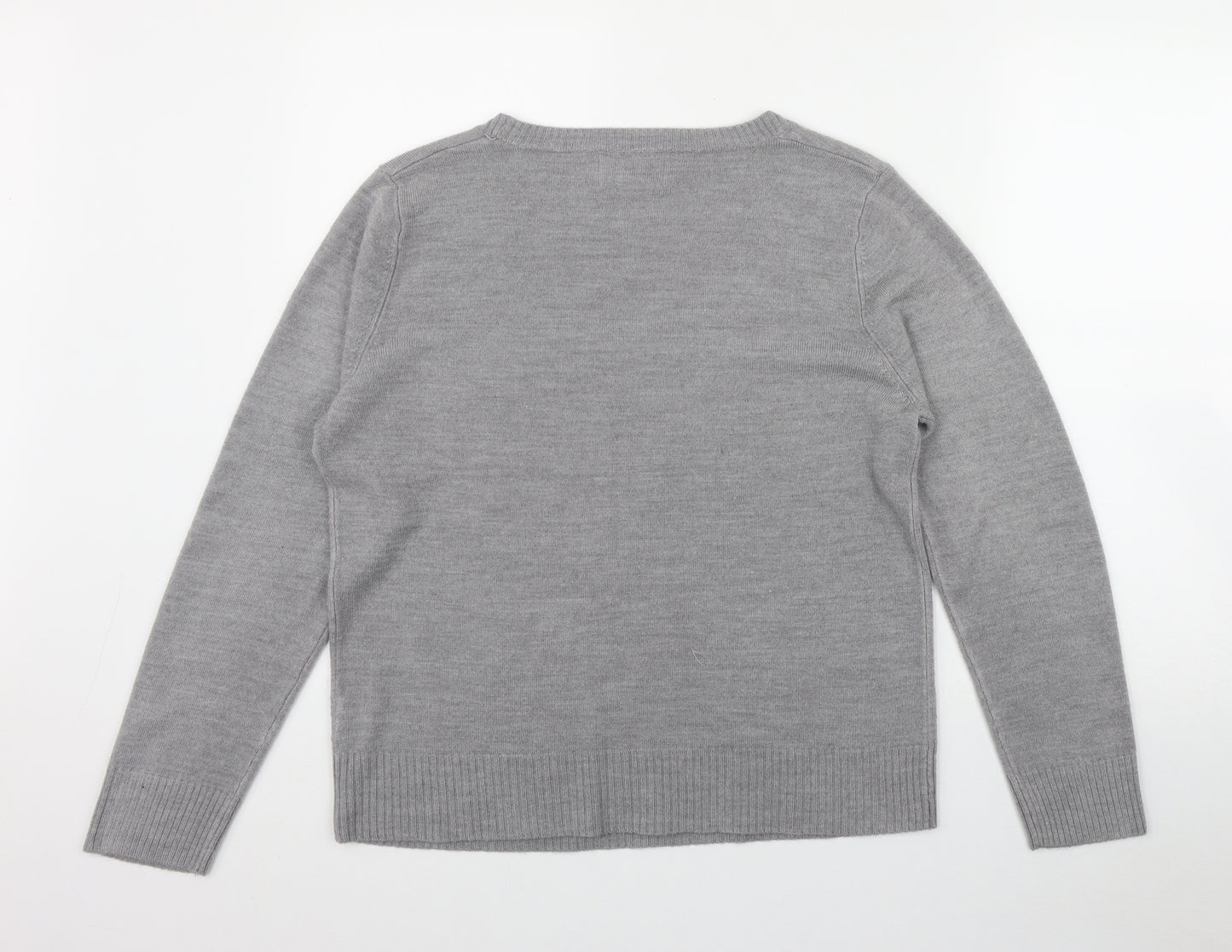 Papaya Womens Grey Scoop Neck  Acrylic Pullover Jumper Size 16