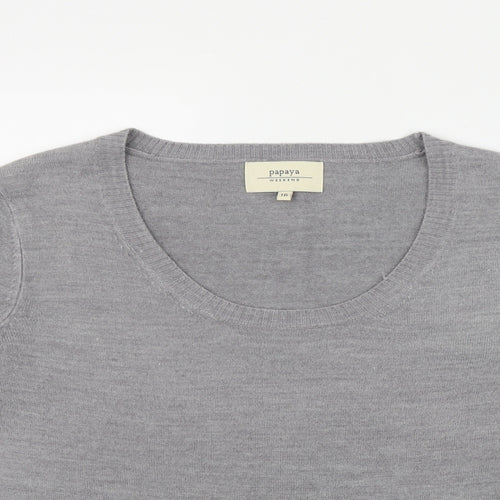 Papaya Womens Grey Scoop Neck  Acrylic Pullover Jumper Size 16
