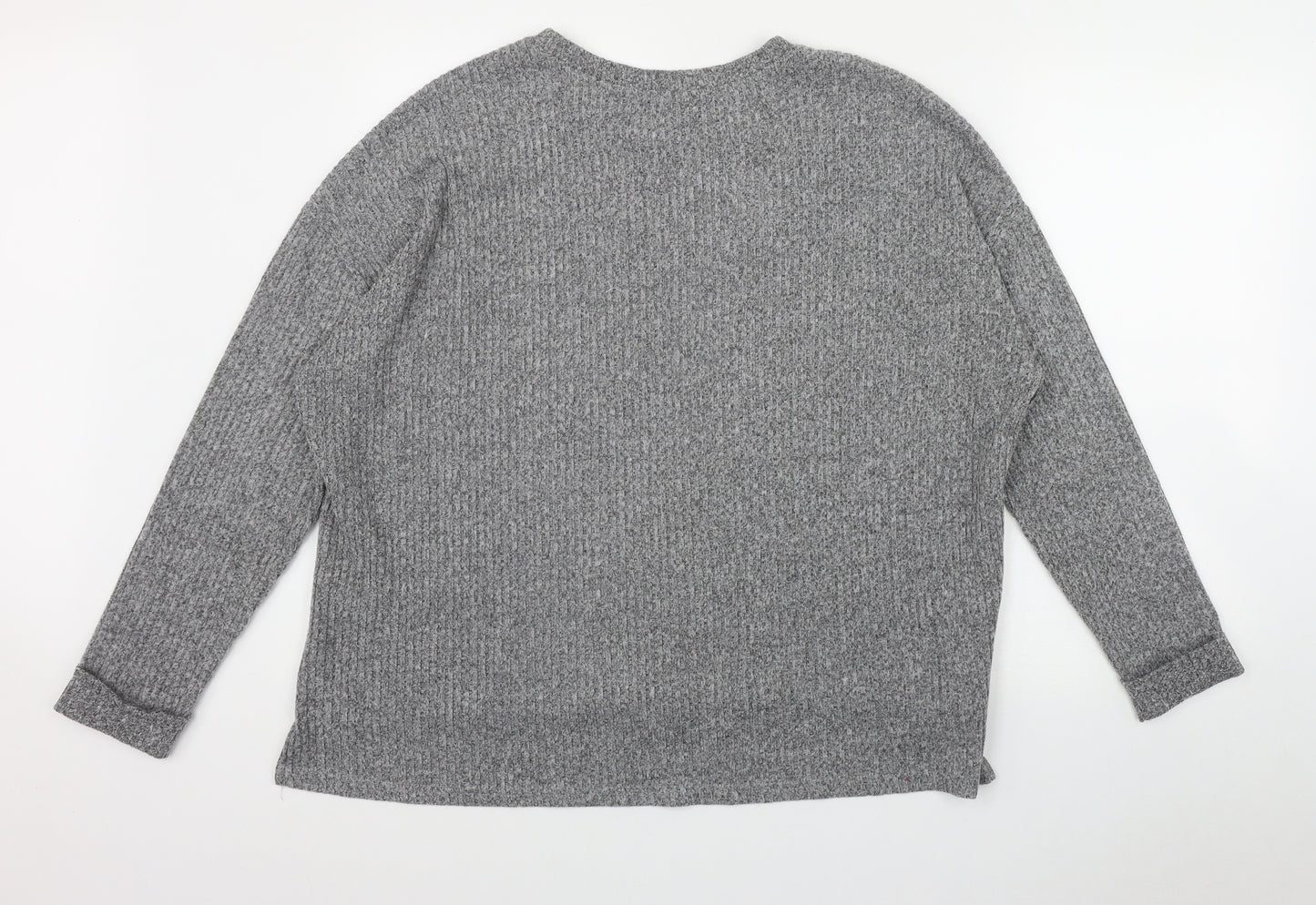 Primark Womens Grey Round Neck  Polyester Pullover Jumper Size XL
