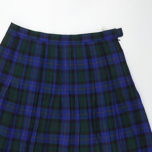Edinburgh Womens Blue Plaid Polyester Flare Skirt Size 20   Zip