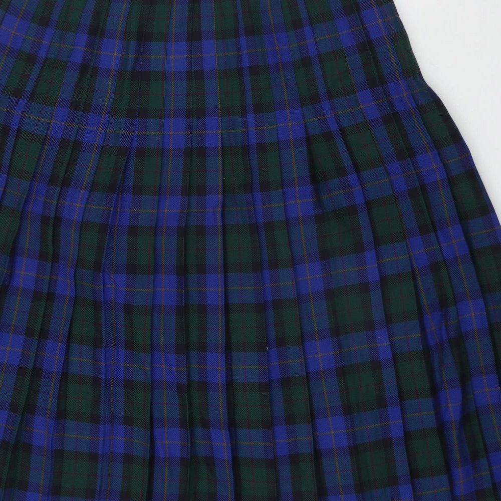 Edinburgh Womens Blue Plaid Polyester Flare Skirt Size 20   Zip