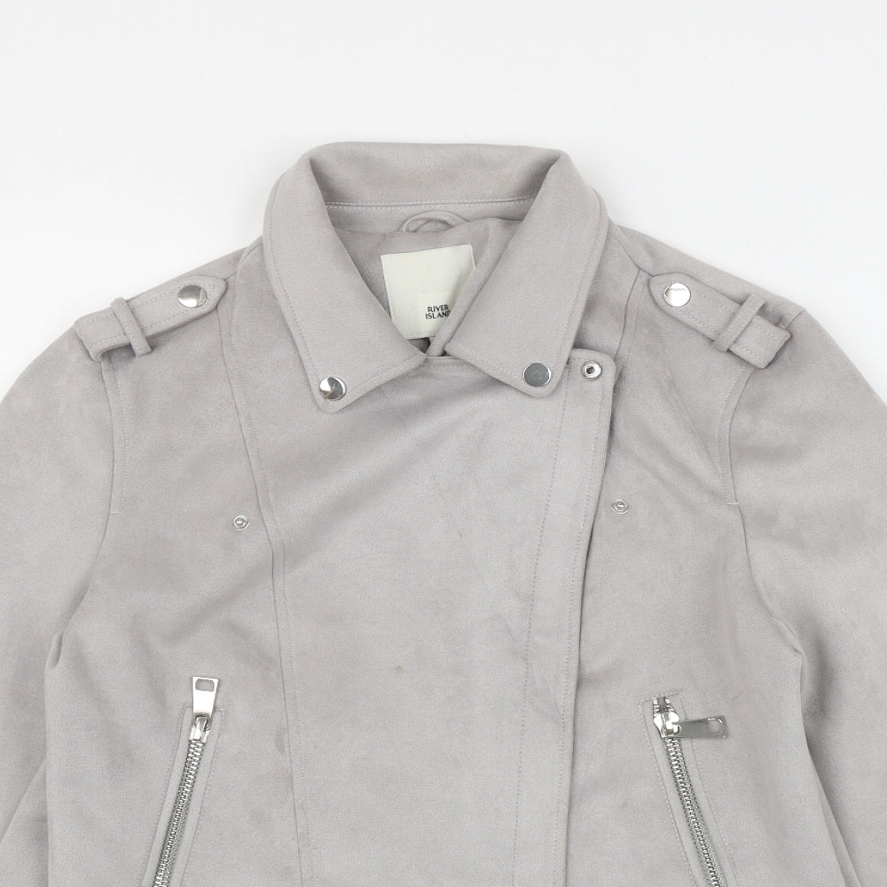 River Island Womens Grey   Biker Jacket Size 12  Zip