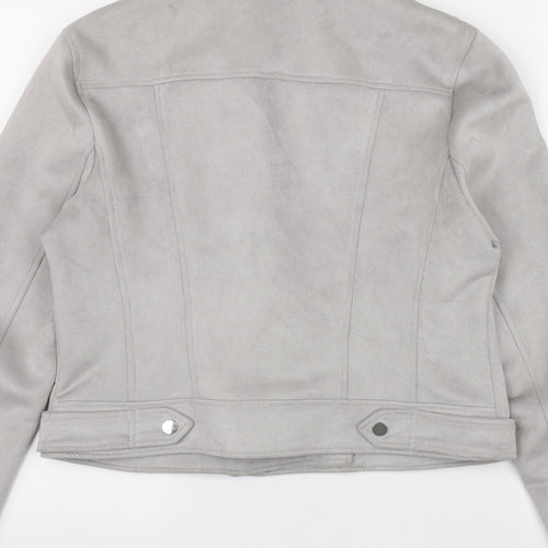 River Island Womens Grey   Biker Jacket Size 12  Zip