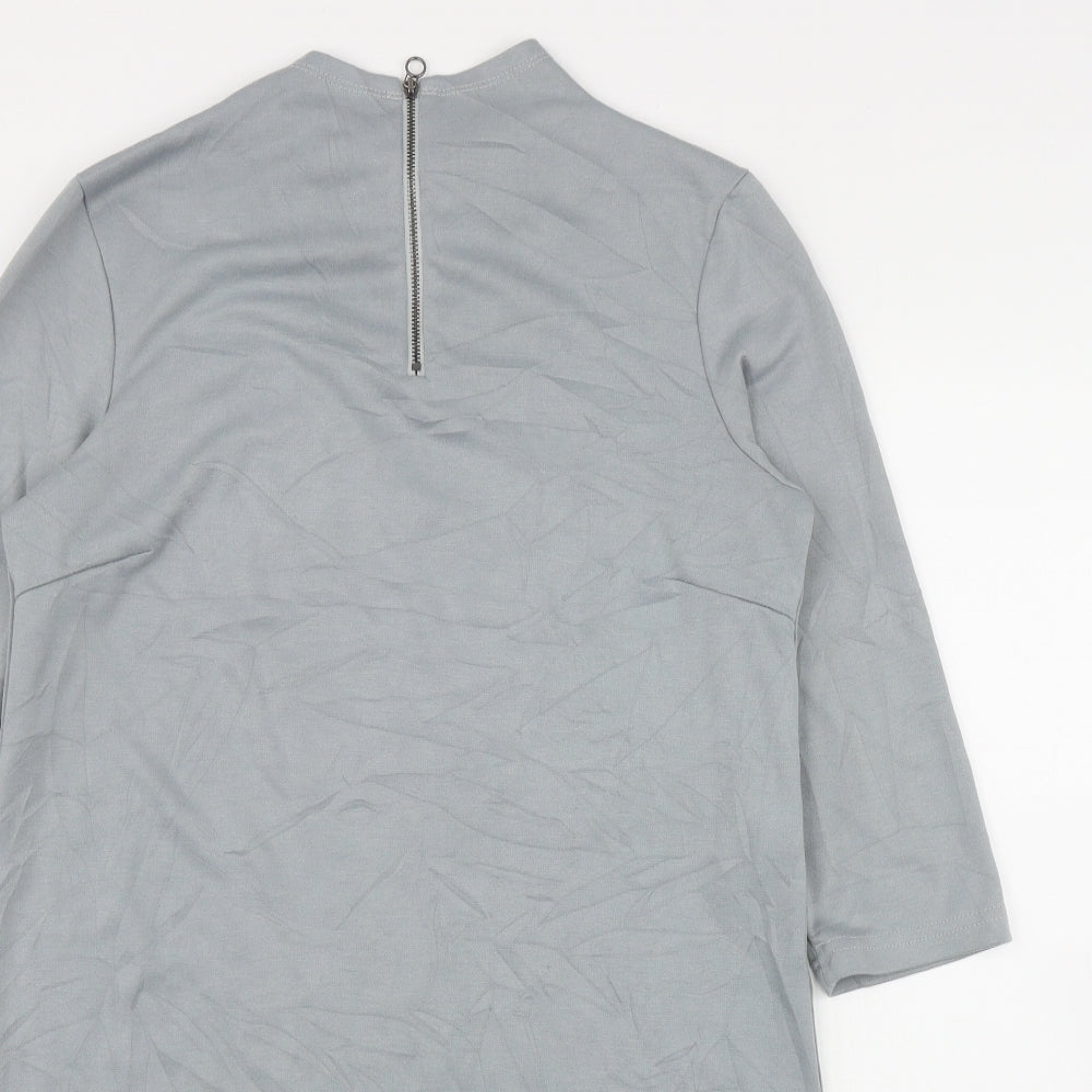 VILA Womens Grey  Polyester A-Line  Size M  High Neck Zip