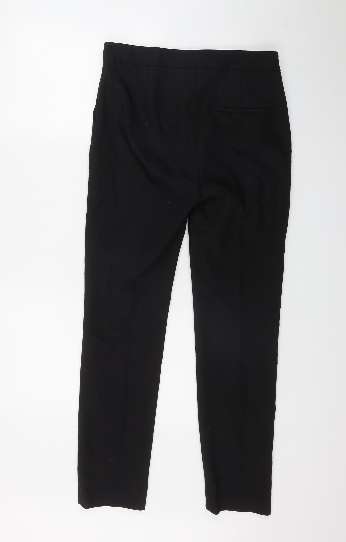 Zara Womens Black  Cotton Trousers  Size 12 L28 in Regular Zip