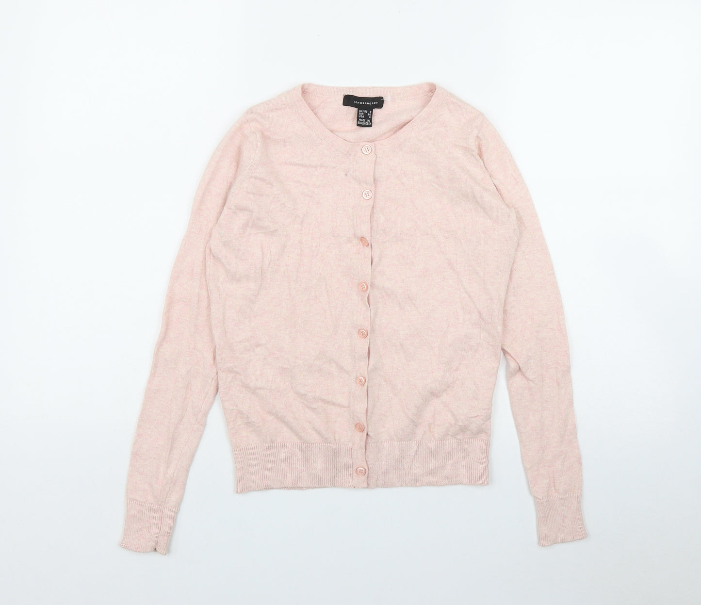Atmosphere Womens Pink Round Neck  Cotton Cardigan Jumper Size 8