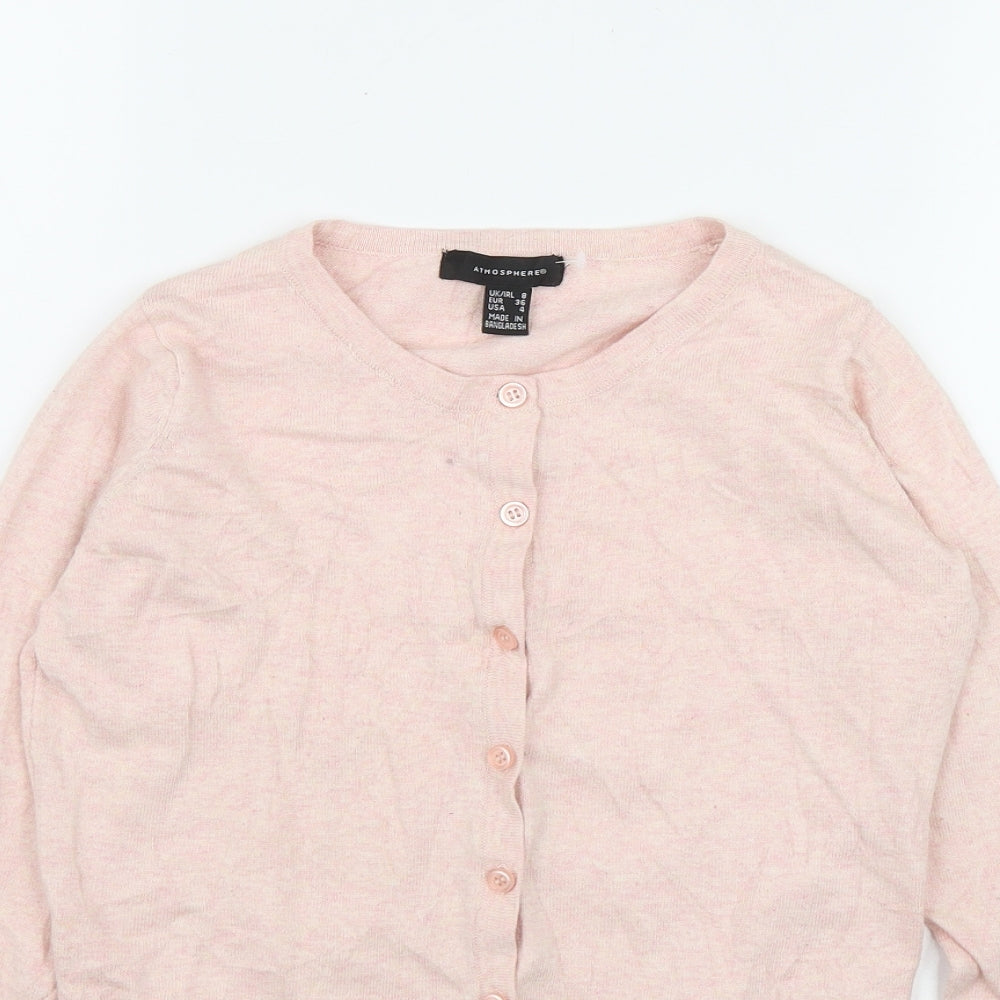 Atmosphere Womens Pink Round Neck  Cotton Cardigan Jumper Size 8